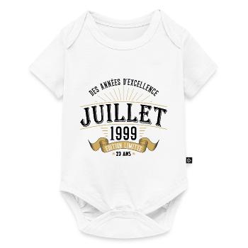 23 Ans Anniversaire Vintage Né(e) en Juillet 1999 - Body à manches courtes Premium Bébé - blanc - Devant