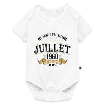62 Ans Anniversaire Vintage Né(e) en Juillet 1960 - Body à manches courtes Premium Bébé - blanc - Devant