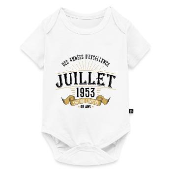 69 Ans Anniversaire Vintage Né(e) en Juillet 1953 - Body à manches courtes Premium Bébé - blanc - Devant
