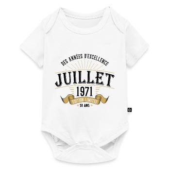 51 Ans Anniversaire Vintage Né(e) en Juillet 1971 - Body à manches courtes Premium Bébé - blanc - Devant
