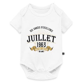 59 Ans Anniversaire Vintage Né(e) en Juillet 1963 - Body à manches courtes Premium Bébé - blanc - Devant