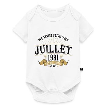 41 Ans Anniversaire Vintage Né(e) en Juillet 1981 - Body à manches courtes Premium Bébé - blanc - Devant
