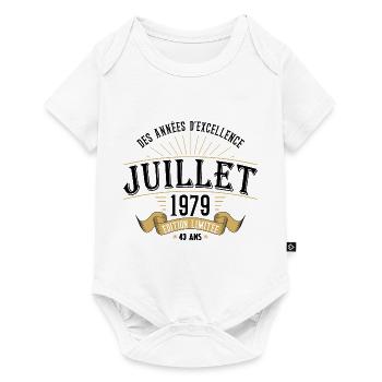 43 Ans Anniversaire Vintage Né(e) en Juillet 1979 - Body à manches courtes Premium Bébé - blanc - Devant