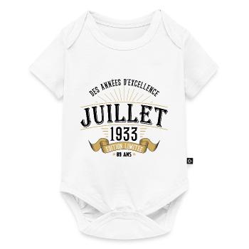 89 Ans Anniversaire Vintage Né(e) en Juillet 1933 - Body à manches courtes Premium Bébé - blanc - Devant