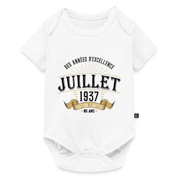 85 Ans Anniversaire Vintage Né(e) en Juillet 1937 - Body à manches courtes Premium Bébé - blanc - Devant