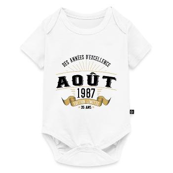 35 Ans Anniversaire Vintage Né(e) en Août 1987 - Body à manches courtes Premium Bébé - blanc - Devant