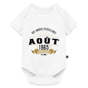57 Ans Anniversaire Vintage Né(e) en Août 1965 - Body à manches courtes Premium Bébé - blanc - Devant