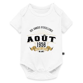 66 Ans Anniversaire Vintage Né(e) en Août 1956 - Body à manches courtes Premium Bébé - blanc - Devant