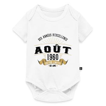 62 Ans Anniversaire Vintage Né(e) en Août 1960 - Body à manches courtes Premium Bébé - blanc - Devant