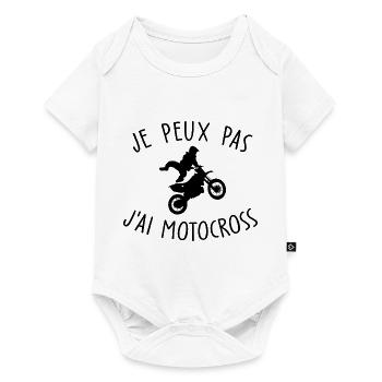 je peux pas j ai motocross / humour moto - Body à manches courtes Premium Bébé - blanc - Devant