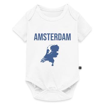 Blaues Amsterdam T-Shirt - Baby Premium Kurzarmbody - Weiß - Vorne