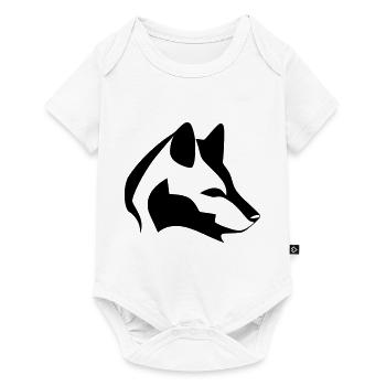 Silhouette Hundekopf, Schwarzes Emblem, Tierdesign - Baby Premium Kurzarmbody - Weiß - Vorne