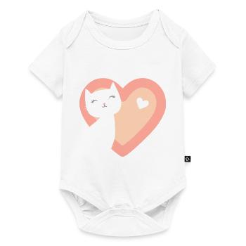 Cute cat kitten in heart motif - Baby Premium short-sleeve bodysuit - white - Front