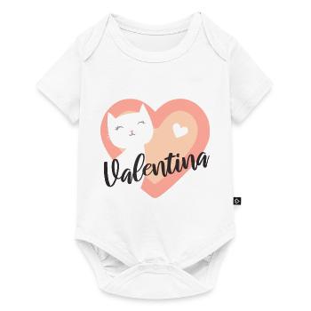 Valentina Nom Prénom Chaton - Body à manches courtes Premium Bébé - blanc - Devant
