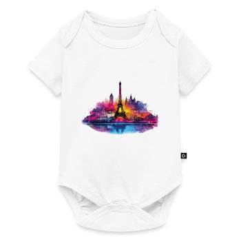 Paris Eiffel Tower France City Skyline Art - Baby Premium short-sleeve bodysuit - white - Front