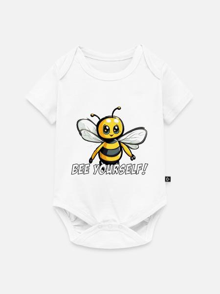 bee yourself happy bee - Baby Premium Kurzarmbody - Weiß