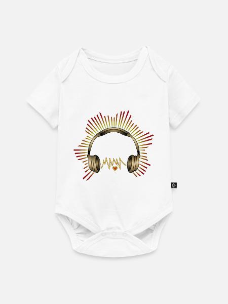 Kopfhörer - Baby Premium Kurzarmbody - Weiß