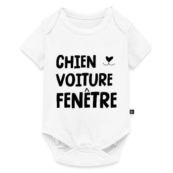 chien voiture fenêtre - Body à manches courtes Premium Bébé - blanc - Devant