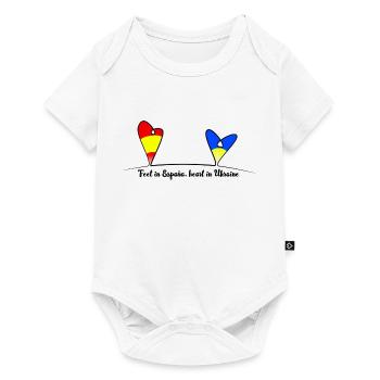 Feet in Spain, heart in Ukraine - Baby Premium short-sleeve bodysuit - white - Front