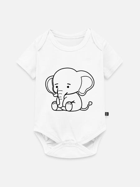 cute elephant - Baby Premium Kurzarmbody - Weiß
