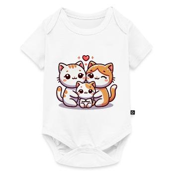 Aimant Chat Famille Mère Et Père Avec Un Enfant - Body à manches courtes Premium Bébé - blanc - Devant