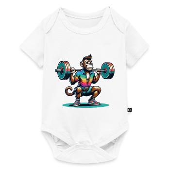 Cool Monkey Squatting In The Gym - Baby Premium Kurzarmbody - Weiß - Vorne