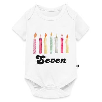 7e anniversaire bougie - Body à manches courtes Premium Bébé - blanc - Devant
