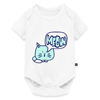 Cute Cat Comic Speech Bubble Meow Meow Cartoon Fun - Baby Premium short-sleeve bodysuit - white - Front