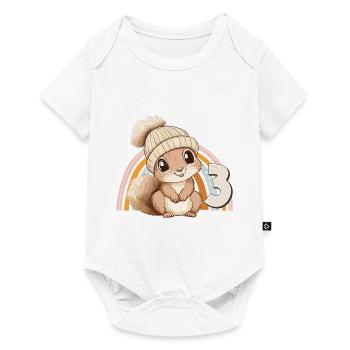 3. Geburtstag Eichhörnchen Regenbogen Süß Niedlich - Baby Premium Kurzarmbody - Weiß - Vorne