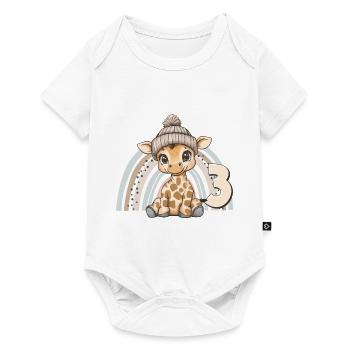 3. Geburtstag Giraffe Regenbogen Süß Niedlich - Baby Premium Kurzarmbody - Weiß - Vorne