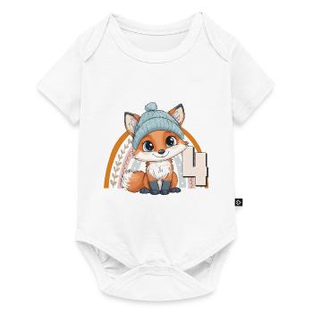 4ème anniversaire Renard Arc-en-ciel Mignon Mignon - Body à manches courtes Premium Bébé - blanc - Devant