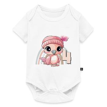 4ème anniversaire Flamingo Arc-en-ciel Mignon Mignon - Body à manches courtes Premium Bébé - blanc - Devant