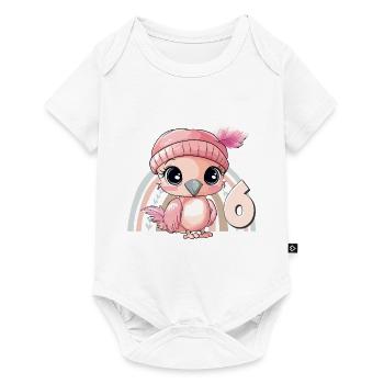 6ème anniversaire Flamingo Arc-en-ciel Mignon Mignon - Body à manches courtes Premium Bébé - blanc - Devant