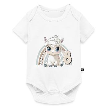 8ème anniversaire Alpaga Lama Arc-en-ciel Mignon Mignon - Body à manches courtes Premium Bébé - blanc - Devant
