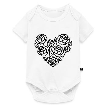 Black and White Rose Heart Illustration - Baby Premium short-sleeve bodysuit - white - Front