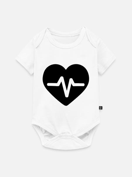 Herzschlag - Baby Premium Kurzarmbody - Weiß
