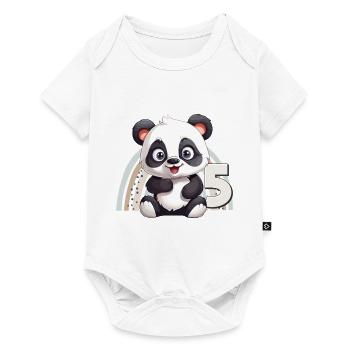 5ème anniversaire Panda Ours Arc-en-ciel Mignon Mignon - Body à manches courtes Premium Bébé - blanc - Devant