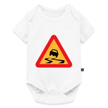 Dérapage de voiture Panneau d'avertissement - Body à manches courtes Premium Bébé - blanc - Devant