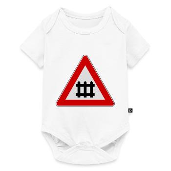 Warning train gate sign - Baby Premium short-sleeve bodysuit - white - Front