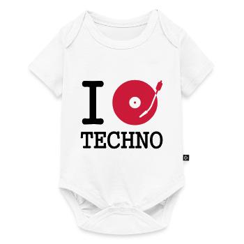 i dj / play / listen to techno - Body à manches courtes Premium Bébé - blanc - Devant