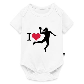 J'aime joueur de handball silhouette 1 - Body à manches courtes Premium Bébé - blanc - Devant