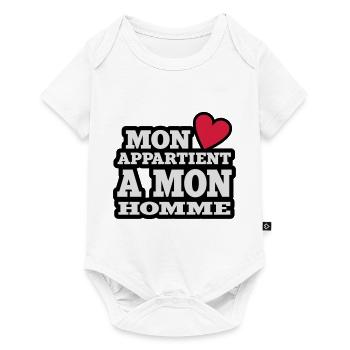 mon coeur appartient à mon homme - Body à manches courtes Premium Bébé - blanc - Devant