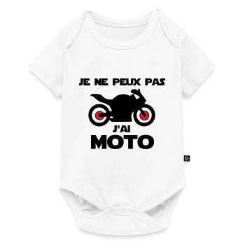 je ne peux pas j'ai moto - Body à manches courtes Premium Bébé - blanc - Devant