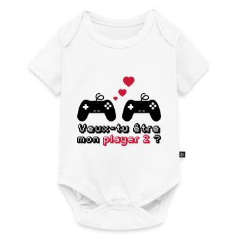Player 2,geek,gamer,gaming,couple,saint Valentin - Body à manches courtes Premium Bébé - blanc - Devant