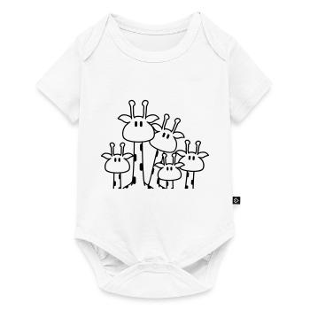 Cute giraffe family 3 children mom dad giraffe - Baby Premium short-sleeve bodysuit - white - Front