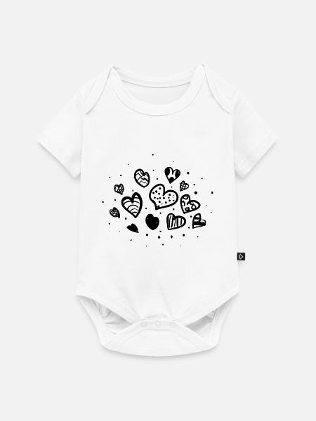 Herzen überall - Baby Premium Kurzarmbody - Weiß