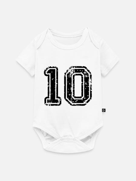 10 - Nummer - Baby Premium Kurzarmbody - Weiß