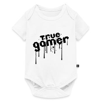 pixel true gamer 8 bit retro old font text blood d - Baby Premium short-sleeve bodysuit - white - Front