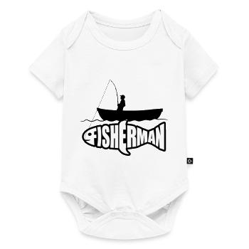 boat silhouette angler fisherman logo fischermann sea - Baby Premium short-sleeve bodysuit - white - Front