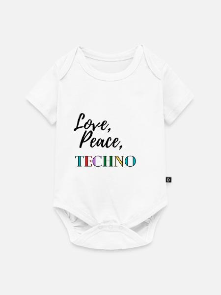 Love, Peace, Techno - Baby Premium Kurzarmbody - Weiß